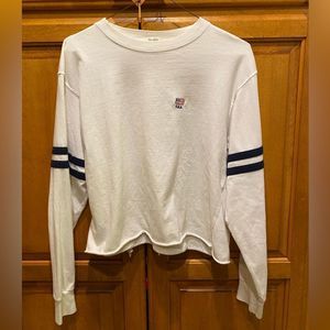 Brandy Melville John Galt cropped long sleeve white shirt